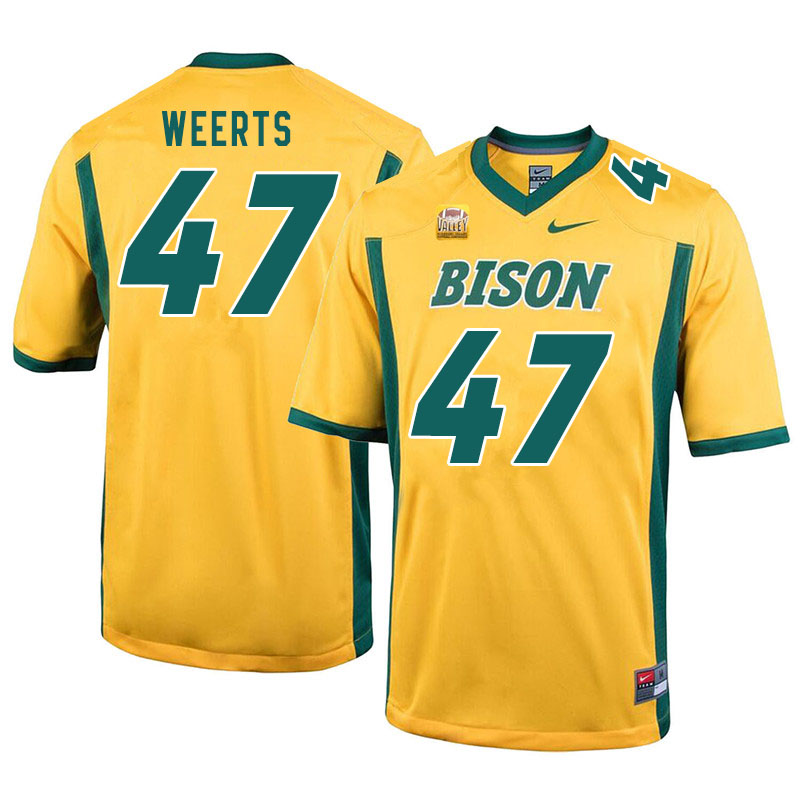Men #47 Luke Weerts North Dakota State Bison College Football Jerseys Sale-Yellow - Click Image to Close